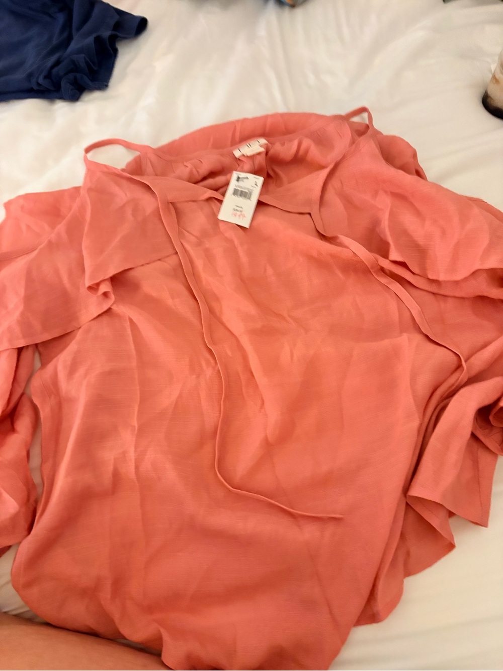 Mimi Maternity Coral Cold-Shoulder Blouse
